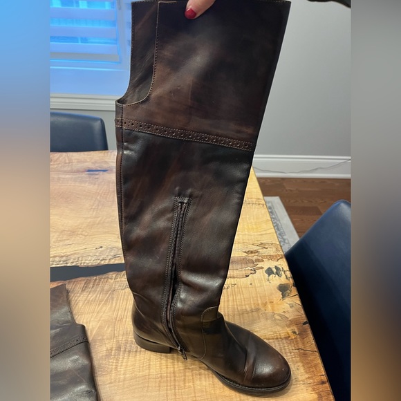 Brown over the knee leather flat boots size 36 - Picture 2 of 5